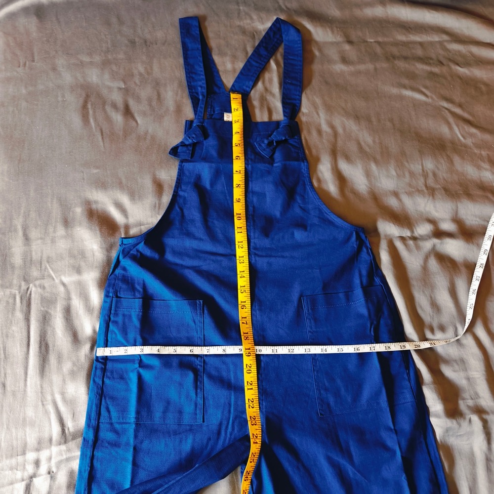 Zenana Woven Knot Strap Overalls Lt Navy Wide‎ Leg Jumpsuit Small 7301Y - Picture 7 of 10